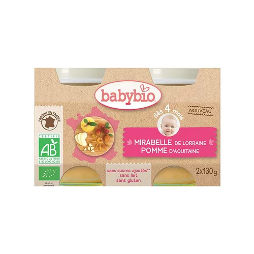 Petits pots mirabelle pomme Babybio 2 x 130 g