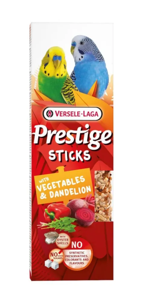 Friandises pour petites perruches Versele Laga Prestige Sticks Légumes & Pissenlit - 2 x 30 g