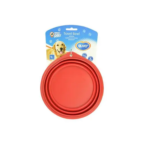 Gamelle de voyage pour chien en silicone coloris rouge Duvoplus - 1000 ml