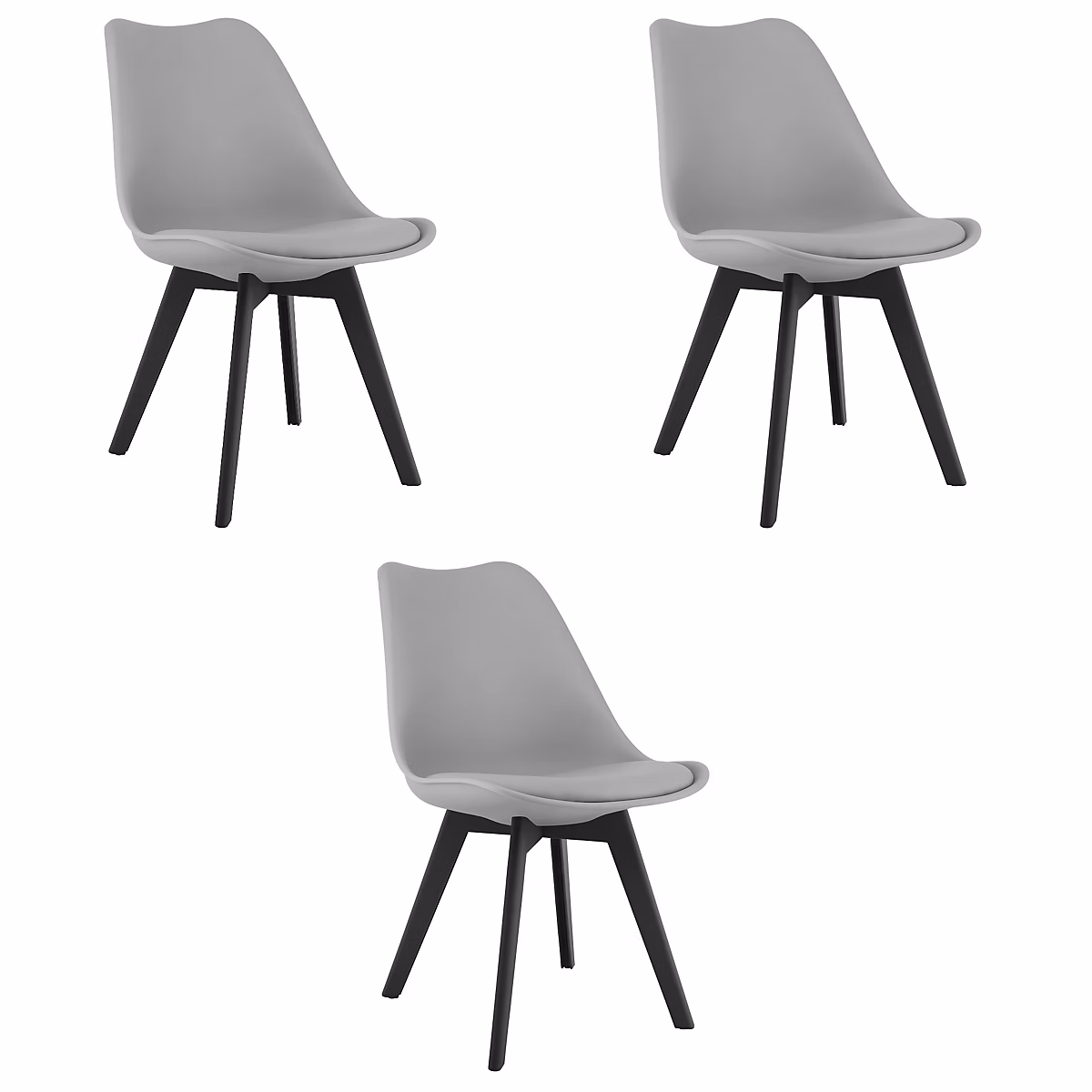 Chaise VALORA RIXK – Design ergonomique gris avec pieds noirs x 3