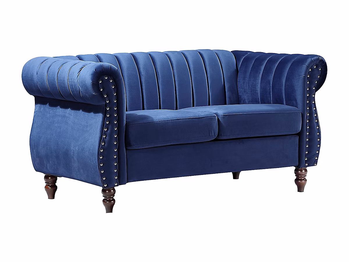 Canapé chesterfield 2 places en velours bleu roi TRUMBO | Canapé