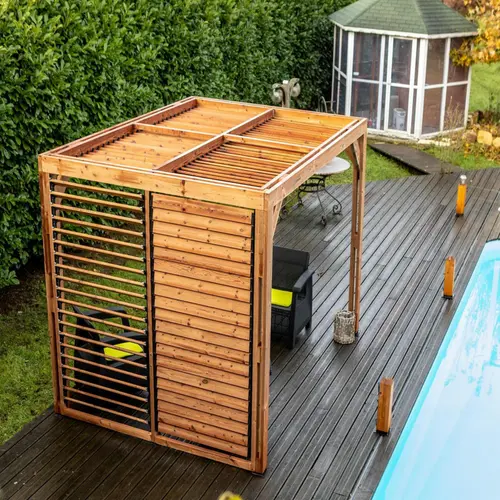 Pergola coloris beige en bois traité très haute température - 3,13 x 2,34 m