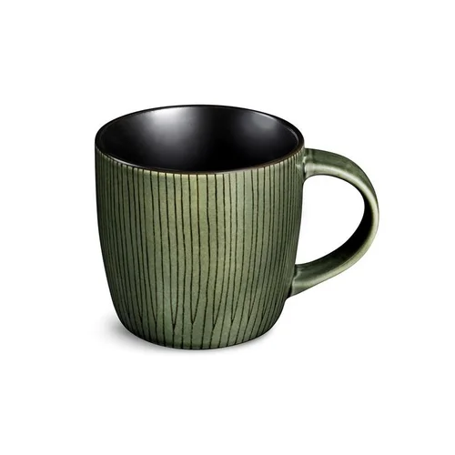 Tasse à café ou thé en grès Hypnose coloris vert et noir - 27 cl