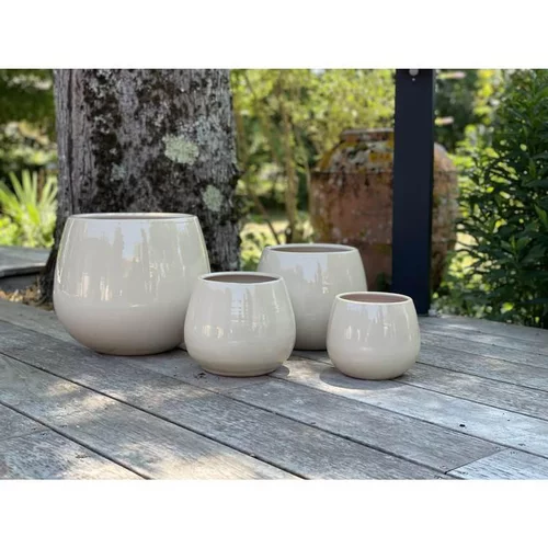 Pot coloris beige en terre émaillée Cancale - Ø 21 cm