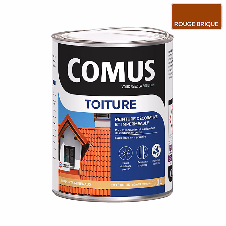 COMUS TOITURE – Rouge brique 3L | Peinture décorative imperméable pour la rénovation des toitures | COMUS