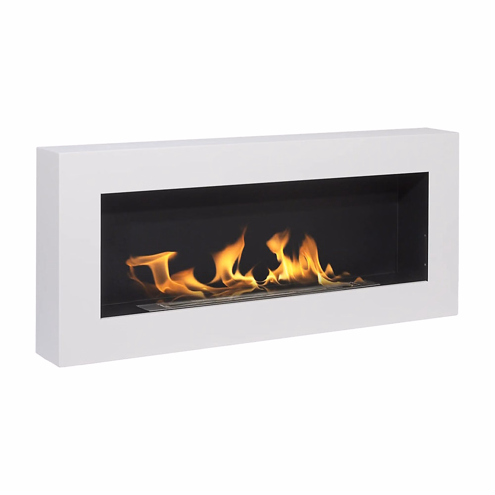 Cheminée Murale Bioéthanol Blanche Siena – L 90Xp 12Xh 40