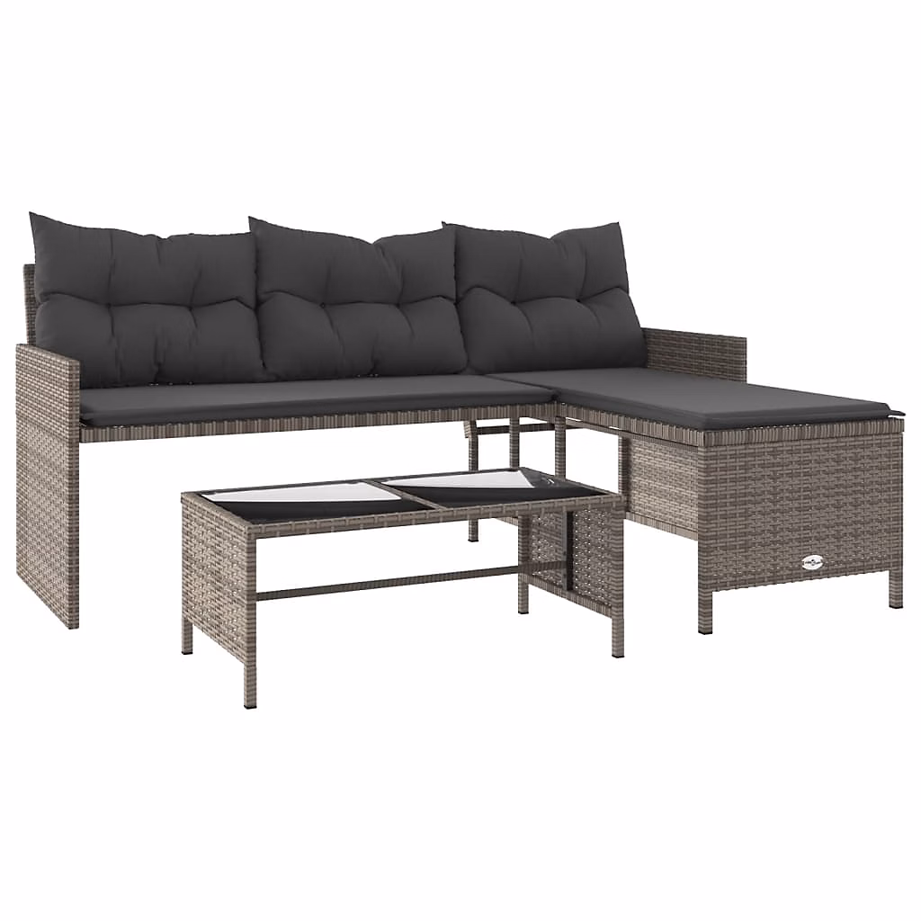 Salon et mobilier de jardin – Canapé de jardin avec table et coussins en forme de L gris vidaXL