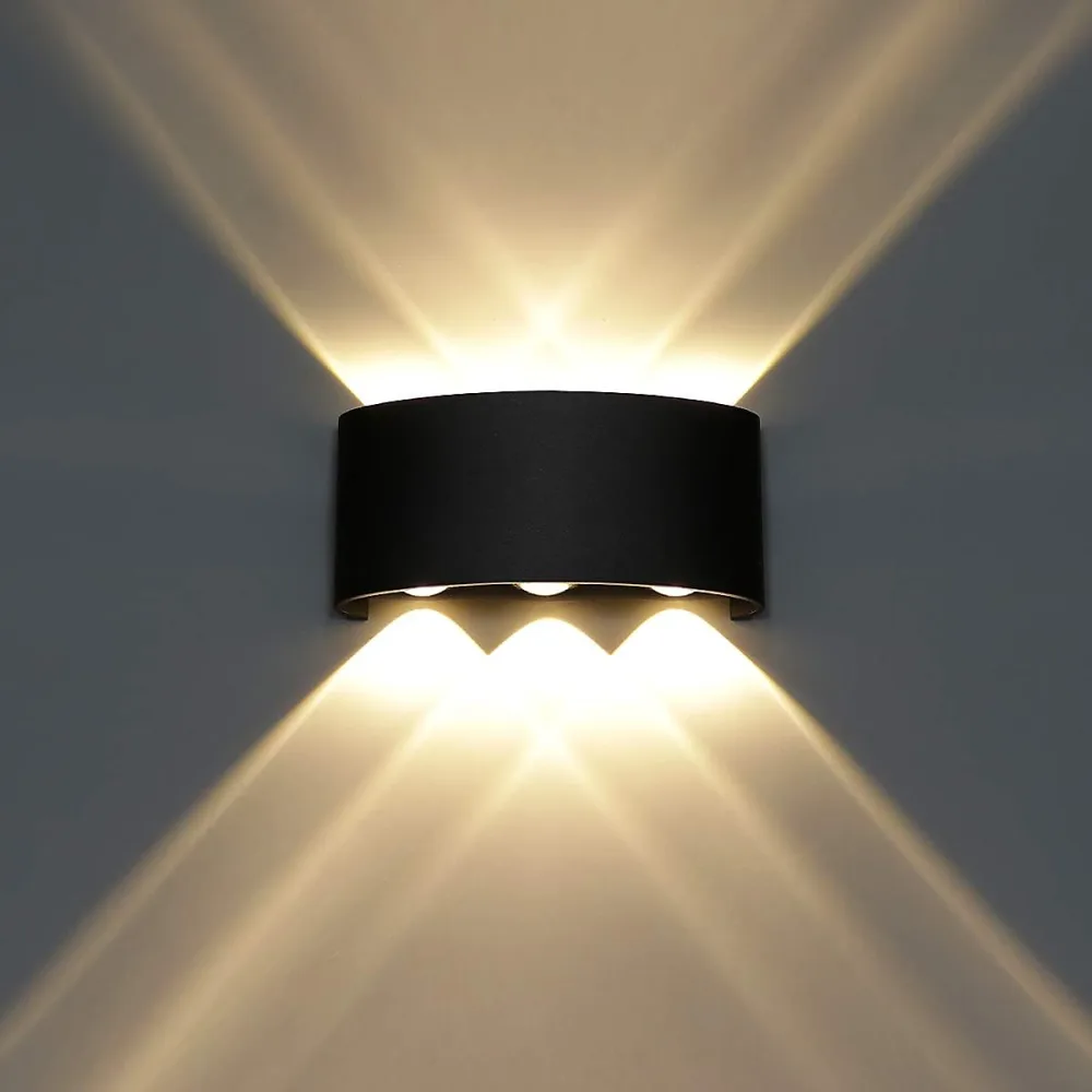 Luminaire et éclairage intérieur – Applique Murale Interieur LED 6W en Aluminium Lampe Murale Moderne Up Down Spot Lampe Blanc Chaud Noir