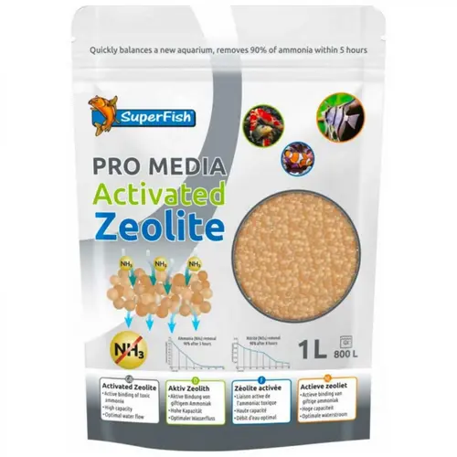 Zeolite activée pour filtre d'aquarium, SUPERFISH Pro Media - 1L