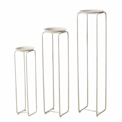 Sellette rotative en fer beige Hanka S - Ø 21 x H 76 cm