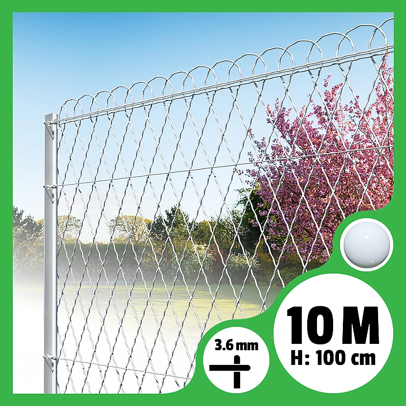 Bordure parisienne ronde longueur 10m – Blanc, 100cm, 3.6mm