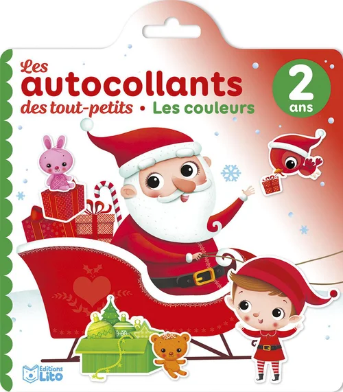 Livre d’autocollants "Les couleurs de Noël" aux Éditions Lito collection Les autocollants des tout petits 2 ans