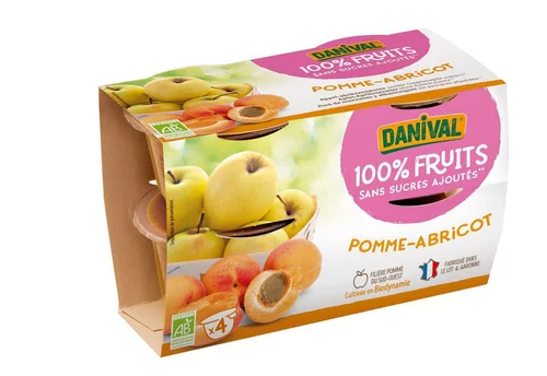 4 compotes de pommes et d'abricots Danival - 4 x 100 g