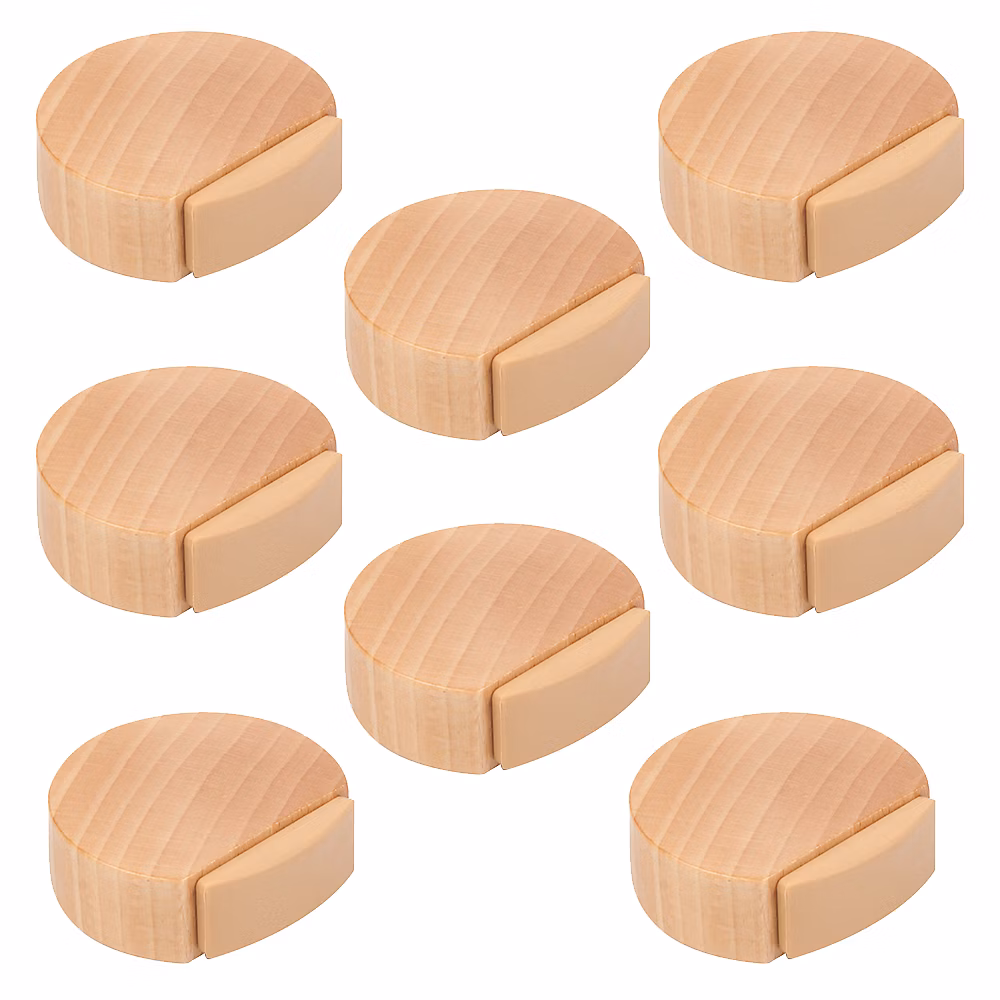 8 Un. Butée de porte adhésive en bois de hêtre naturel 45 × 42MM
