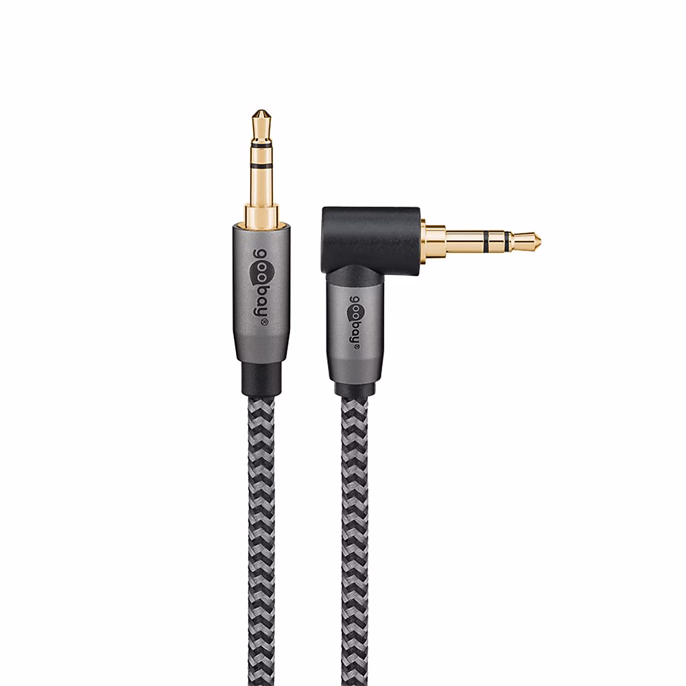 Réseau et téléphonie – Câble audio Jack 3.5 coudé 90 or 50cm GOOBAY