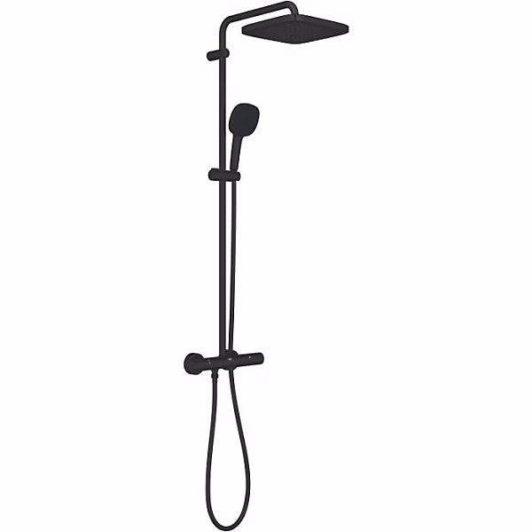 Colonne de douche avec mitigeur thermostatique – Economie d'eau | GROHE Vitalio Comfort 250 | Noir Mat | 266962431