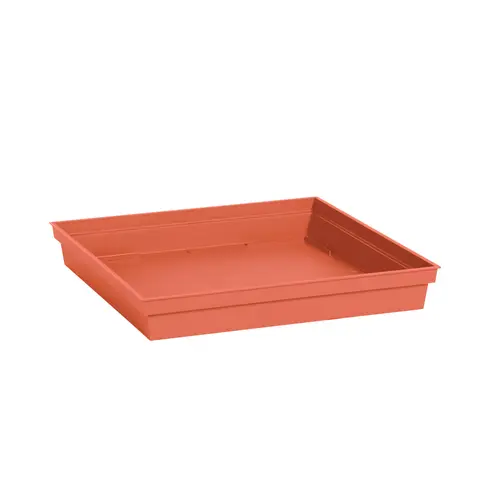 Soucoupe carrée en plastique coloris terre battue EDA Toscane - 40 x 40 x 5,9 cm