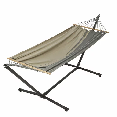 Set support et hamac MetaliK coloris anthracite taupe en métal et polypropylène Jobek Hamacs - 300 x 140 x 95 cm