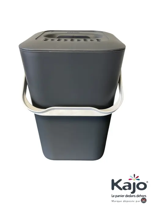 Seau à compost bioseau 7,5 L coloris gris en plastique - 20 x 19,5 x 29 cm
