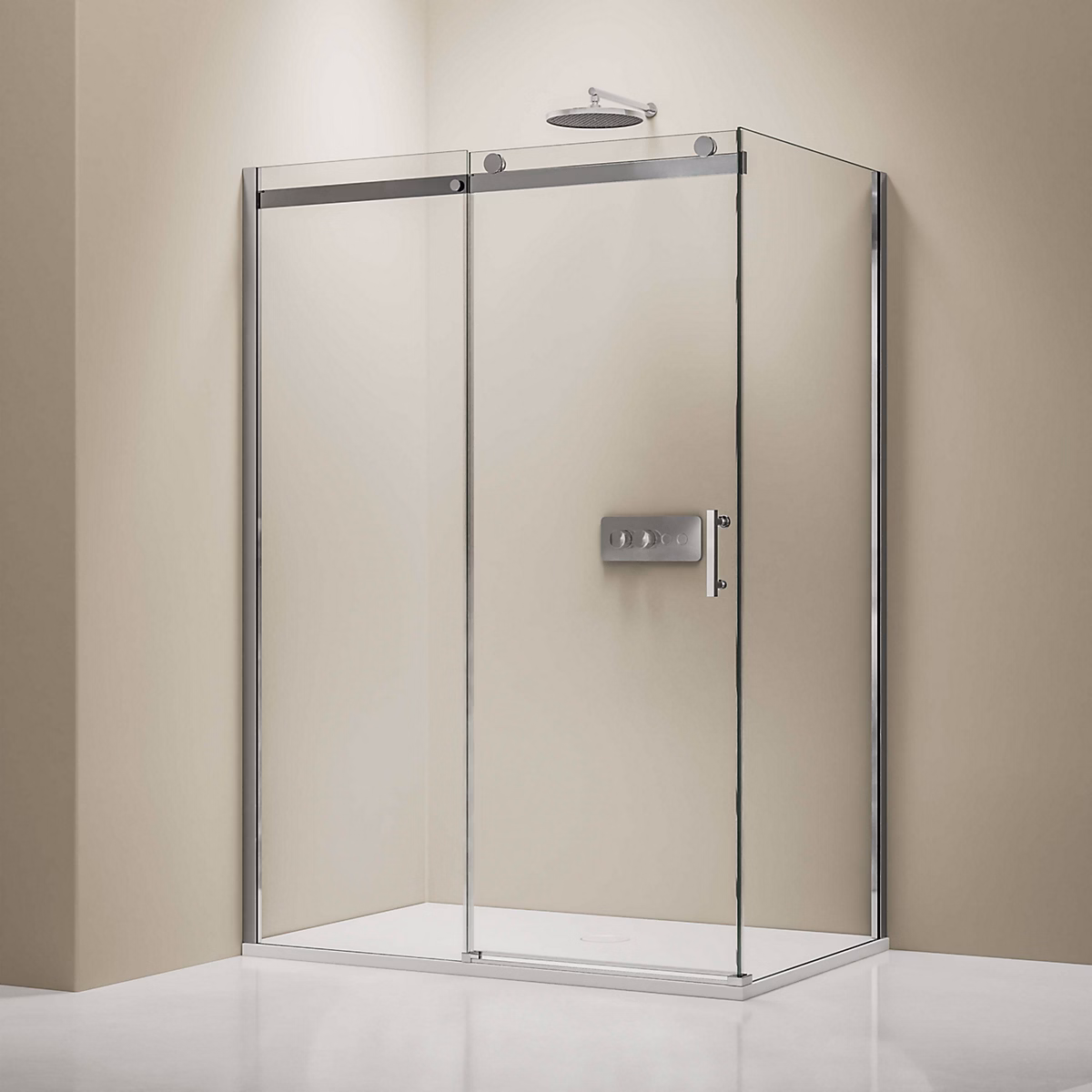 Cabine de douche fixe et porte coulissante en verre de sécurité traitement NANO – Montage à droite | 120 × 90 × 195cm | EX806