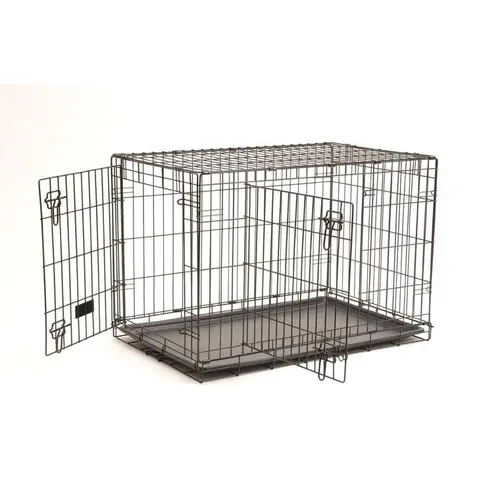 Cage d'éduaction noire pour chien et chiot avec 2 portes - 106 x 71 x 76 cm