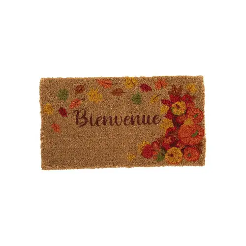 Paillasson en fibre de coco motif citrouilles message Bienvenue - 72 x 40 cm