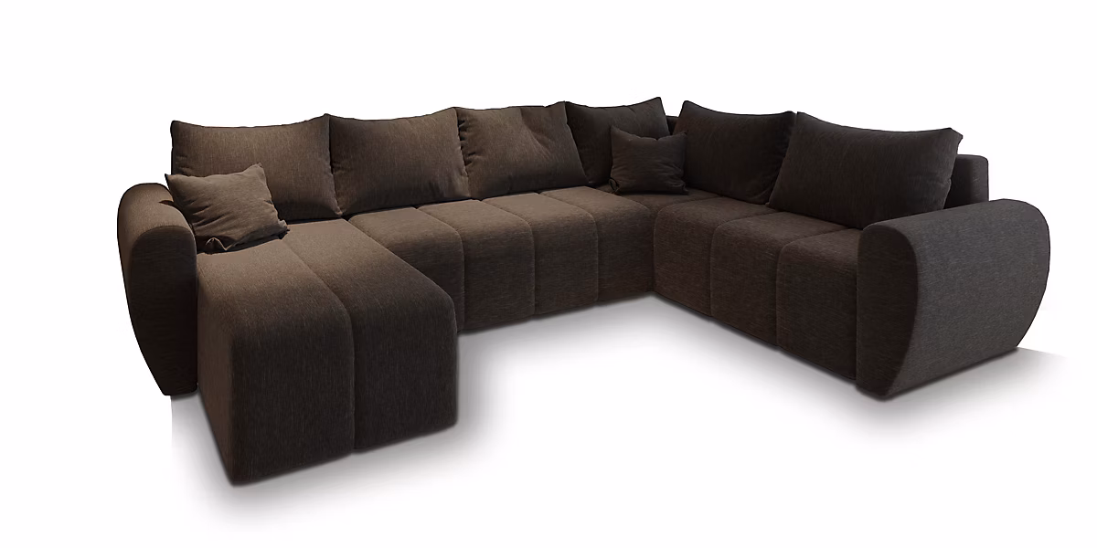 Canapé d'angle madison marron en tissu texturé avec fonction de couchage | Canapé