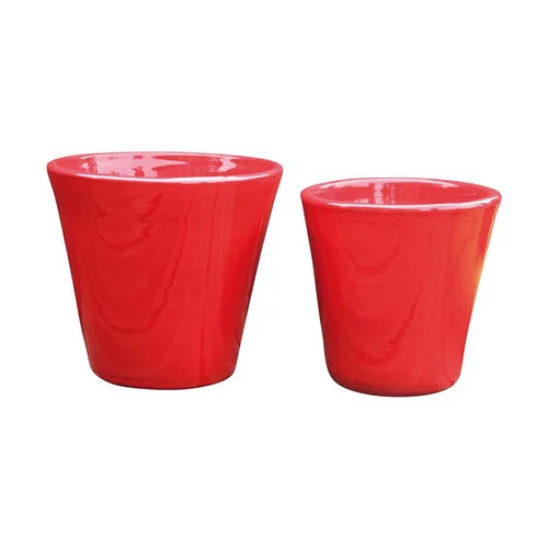 Pot coloris rouge en terre émaillée Odyssée - Ø 18 cm