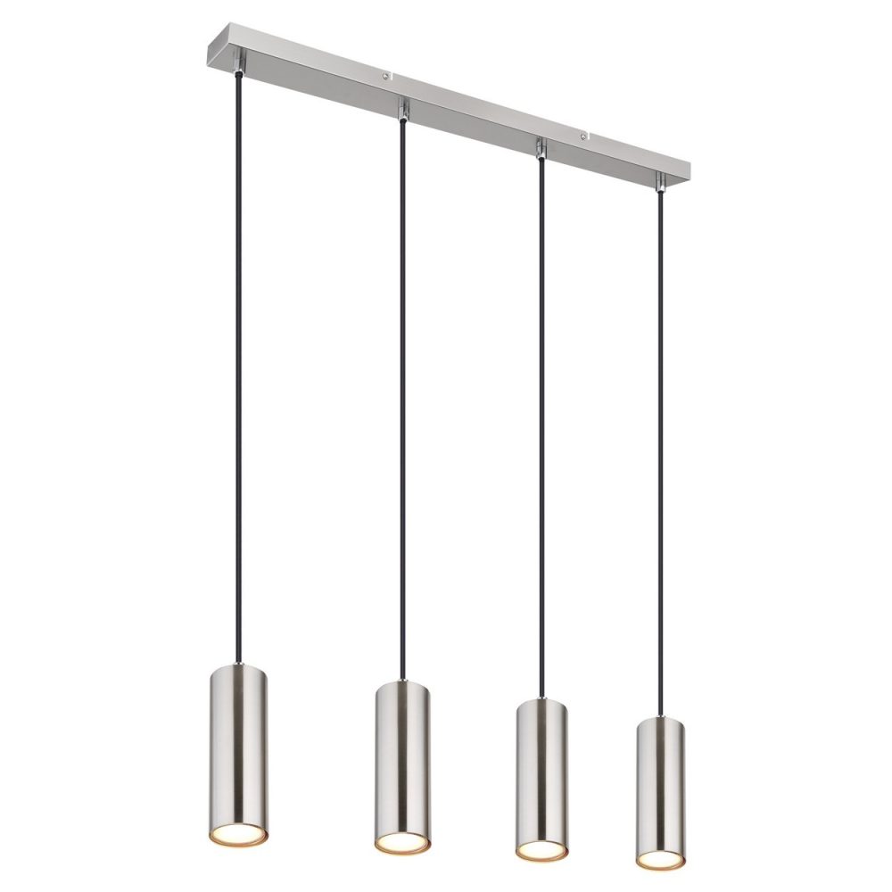 Plafonnier suspendu en nickel mat, 4 ampoules GU10 – Ambiance extérieure
