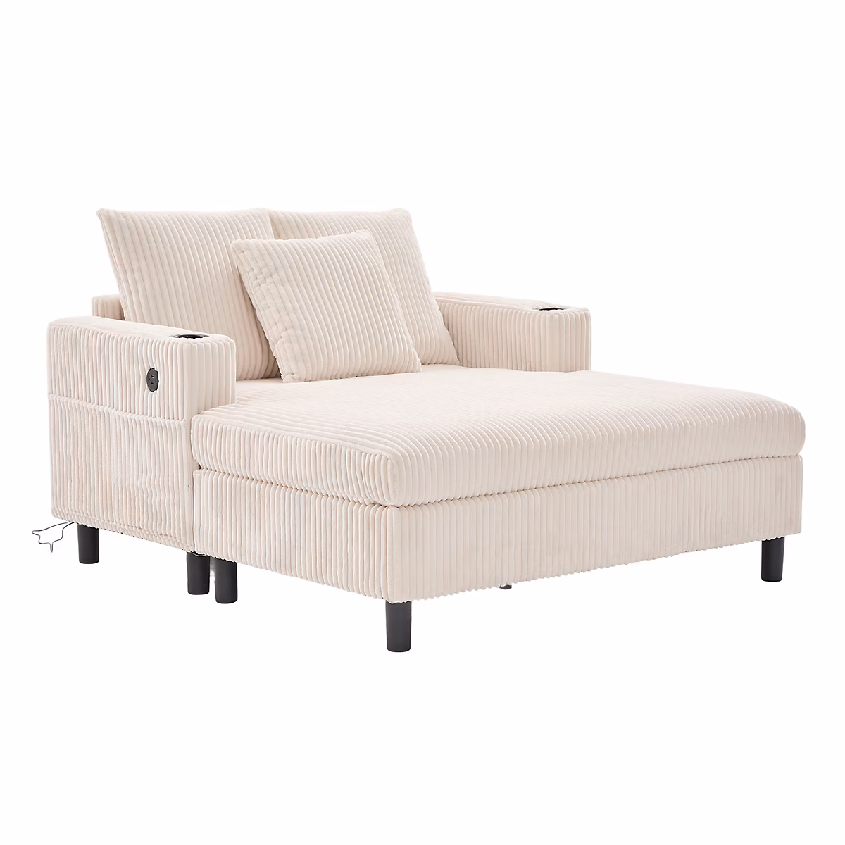 Chaiselongue Équipée (led – USB | Range | boisson) | Confort Spacieux | Ambiance Moderne