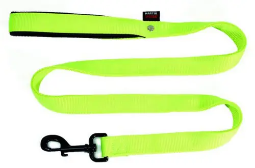 Laisse pour chien en nylon double épaisseur uni coloris vert confort Martin Sellier - Taille L 25/120