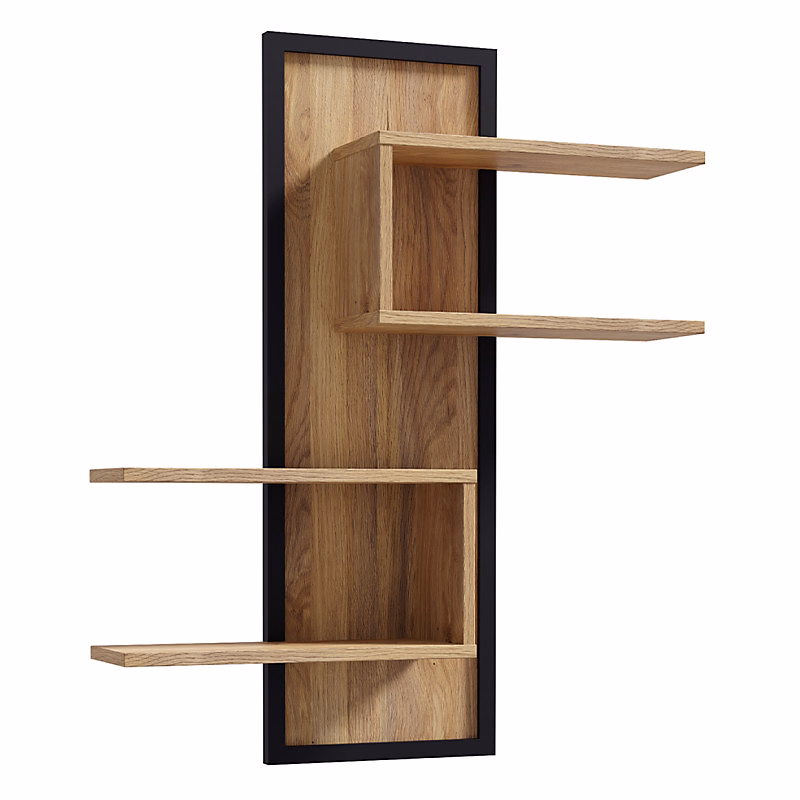 Étagère murale déstructurée L. 103 cm décor chêne bords noir – SELENA