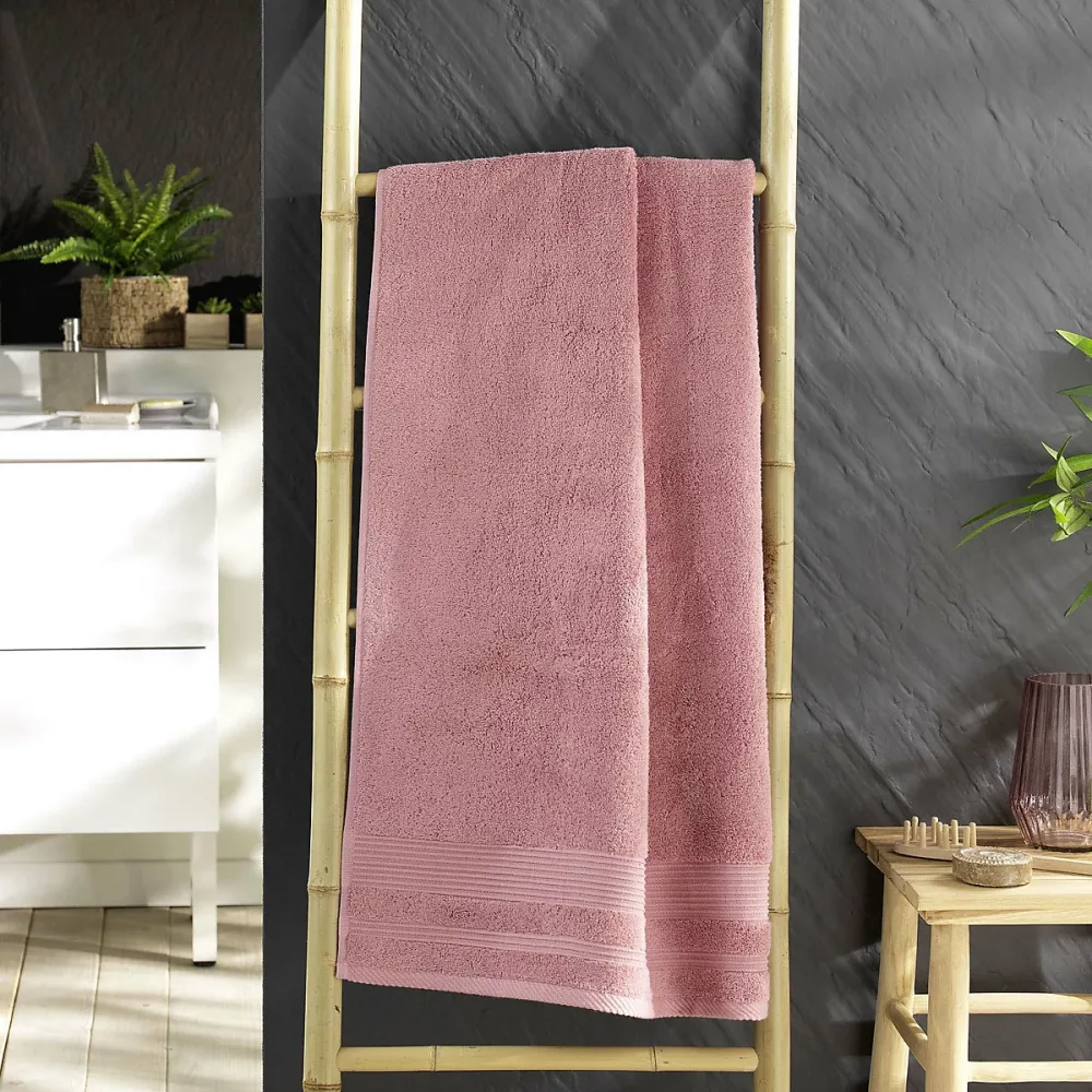Drap de douche 70 × 130 cm eponge unie tendresse Bois De Rose