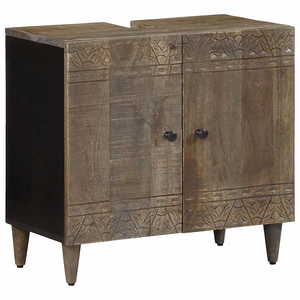 Armoire lavabo de salle de bain bois massif de manguier vidaXL – Réf. RRCRYFXQP6887225706