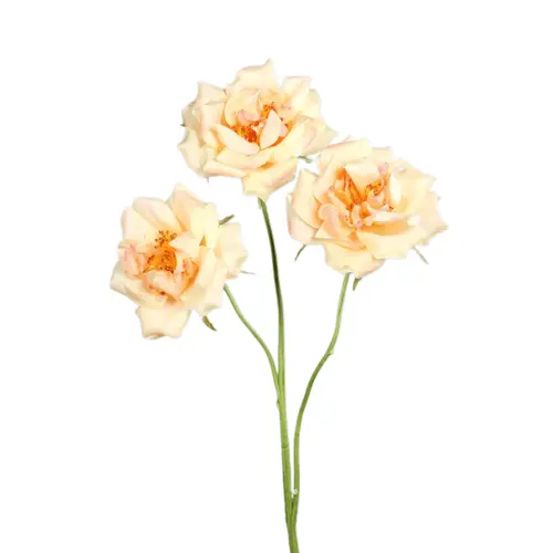 Branche de rose artificielle pêche à 3 fleurs - 65 cm