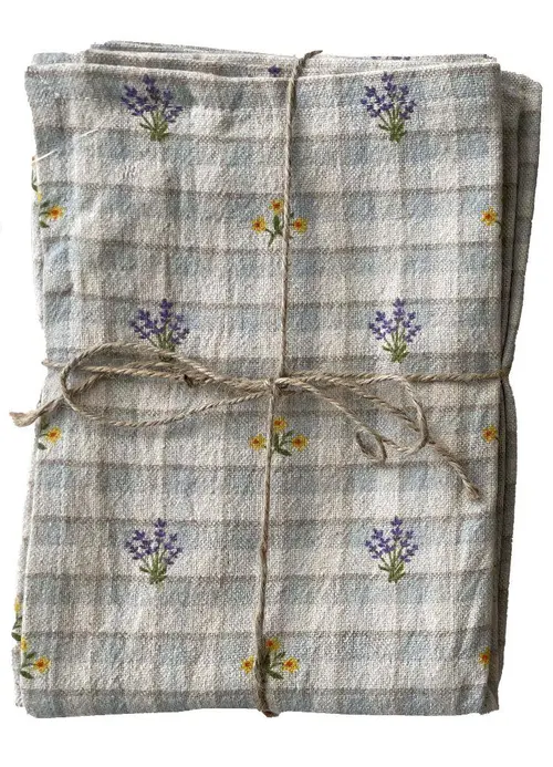 Lot de 2 torchons en coton bleu Solene-Segolene - 70 x 50 cm