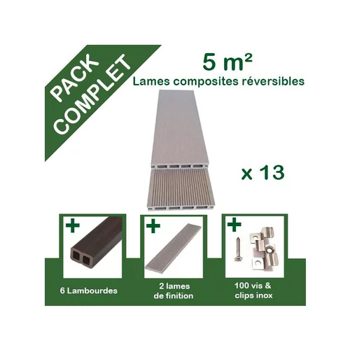 Pack complet de lattes en composite beige pour terrasse Green Outside - 5 m²