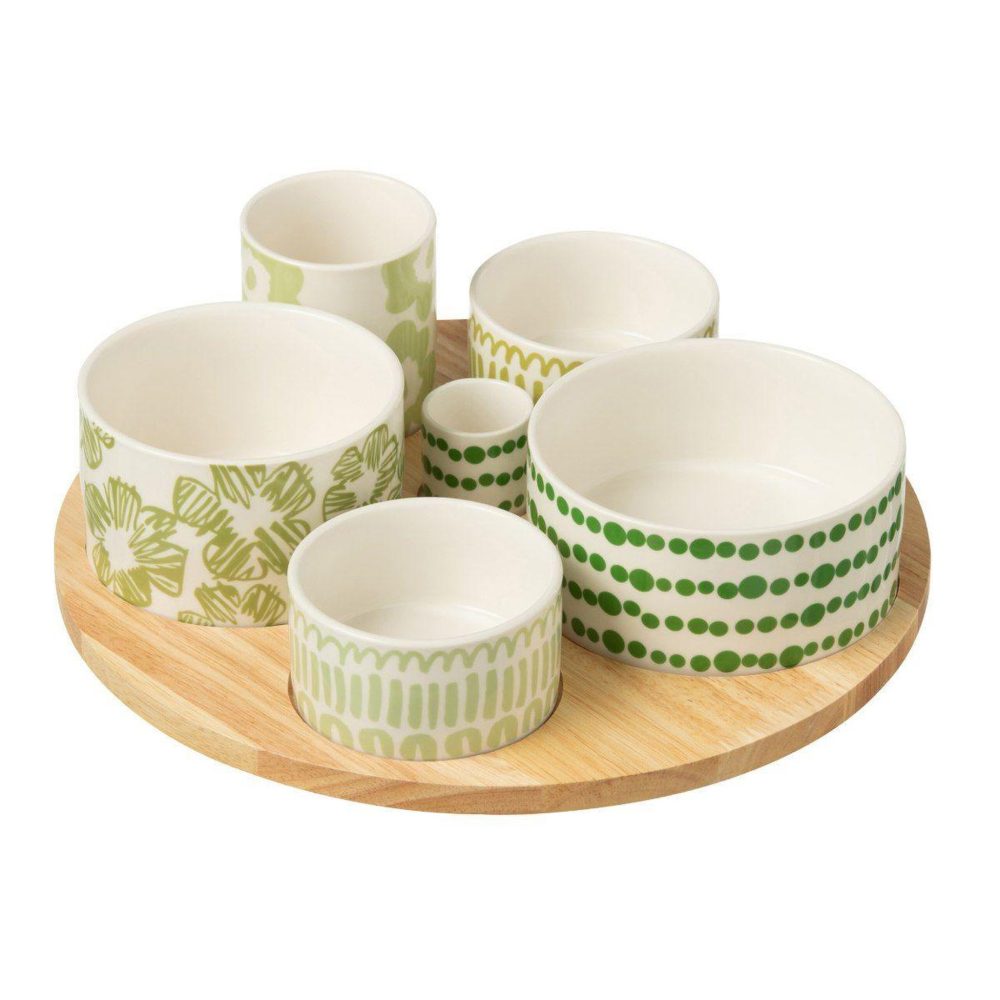 J LINE Service apéritif 7 pièces fiesta sud 30cm vert