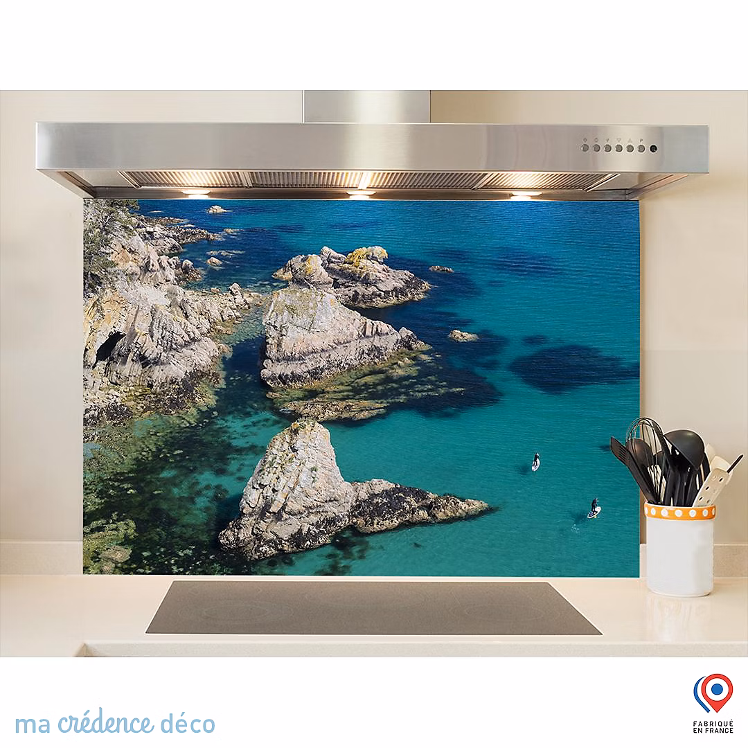 Crédence cuisine fond de hotte Paddle à Morgat – Verre trempé, L 90 cm x H 60 cm