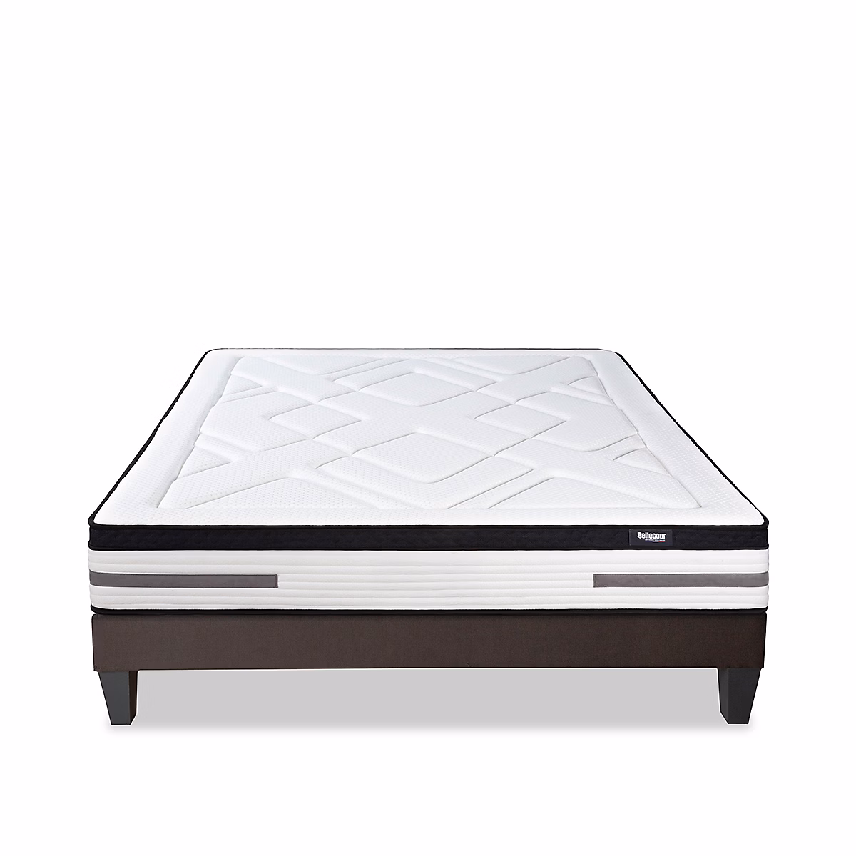 Ensemble Bellevue 90 × 190 cm Matelas Ressorts ensachés + Sommier Bois