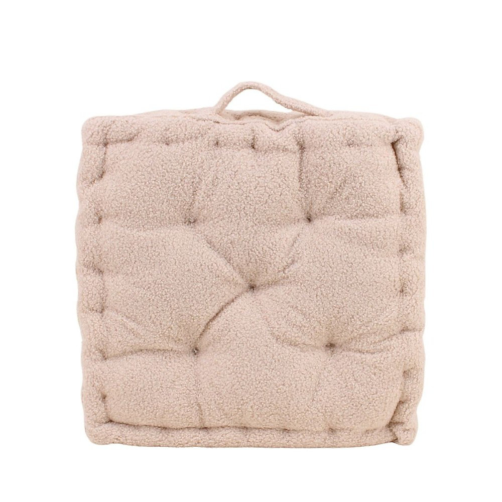 Coussin de sol tissu bouclette beige 40 × 40cm