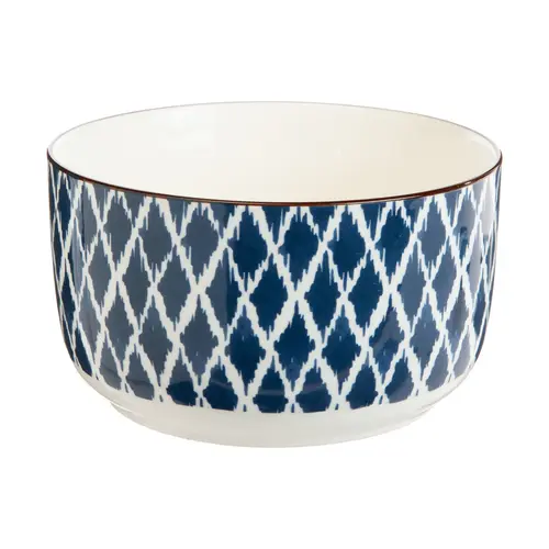 Bol à salade en porcelaine bleu et blanc Estival - Ø 15 x H 12 cm