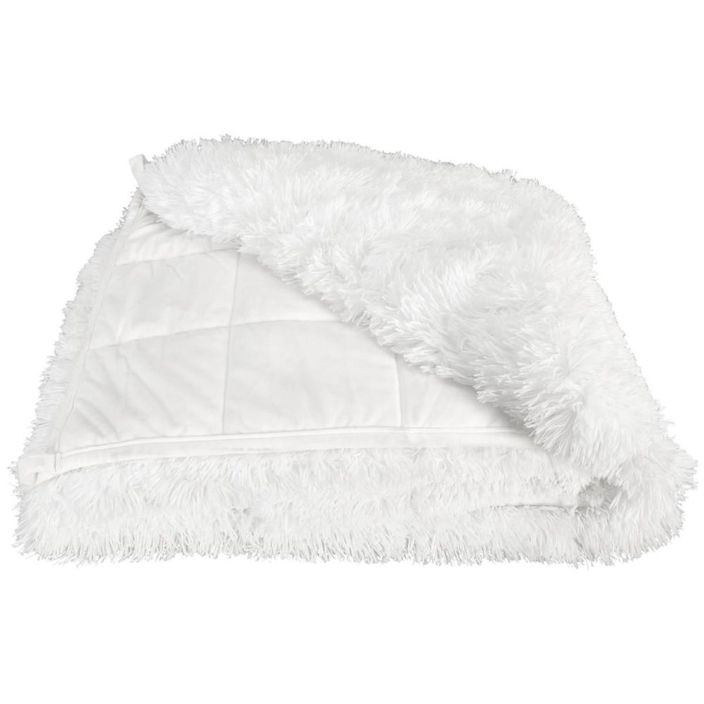 SENSLY Couverture pondérée fourrure 150x200cm blanc – Collection jardin