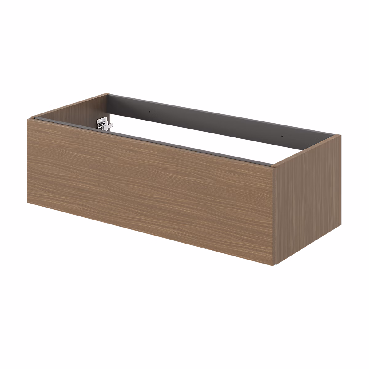 Meuble sous vasque l.100 x H.30 x P.45 cm – effet noyer, 1 tiroir sans poignée, Kentia