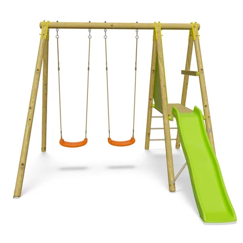 Portique 2 balançoires 1 toboggan en bois Trigano - 2,30 m
