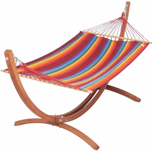 Set support et hamac EsKapade coloris multicolore Fortaleza en bois et polypropylène Jobek Hamacs - 323 x 125 x 128 cm