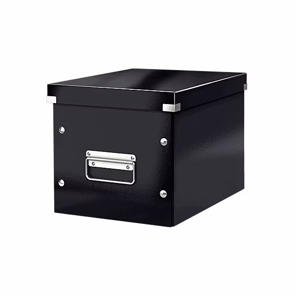 Boîte de rangement Cube en Carton Solide Taille Moyenne – Noir