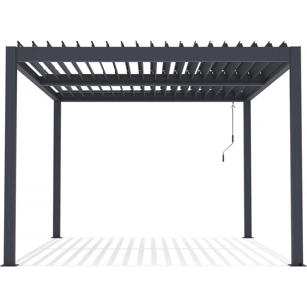 Habitat et Jardin Pergola bioclimatique avec led windsor premium en aluminium 3 x 4 gris