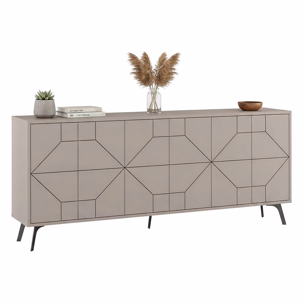 Buffet Africo – Buffet du salon, Commode de salon, Garde-manger de cuisine, 184 × 35h77 cm, Ciment