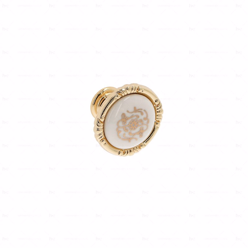 Poignée et bouton – Boutons pour meubles en zamac et Porcelaine Diamètre 38 plaqué or